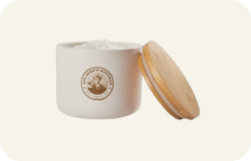 One Porcelain Salt Cellar on a cream background