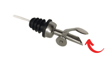 Stainless Steel Pour Spout displaying the pouring motion functionality