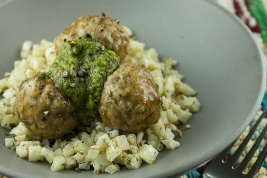 turkey meatballs and rice on a bowl