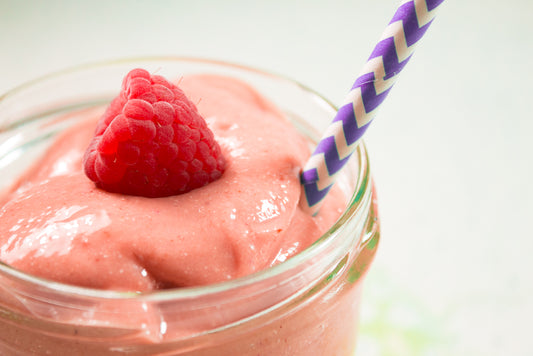 smoothie with raspberry on top