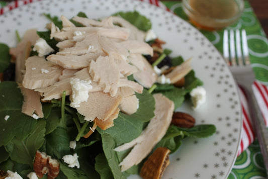 Spinach Salad with Roasted Turkey and Cranberry Dressing