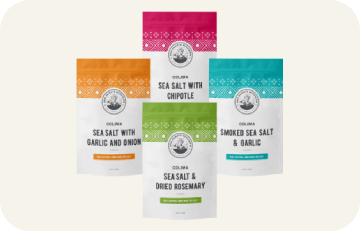 four different flavored sea salt
